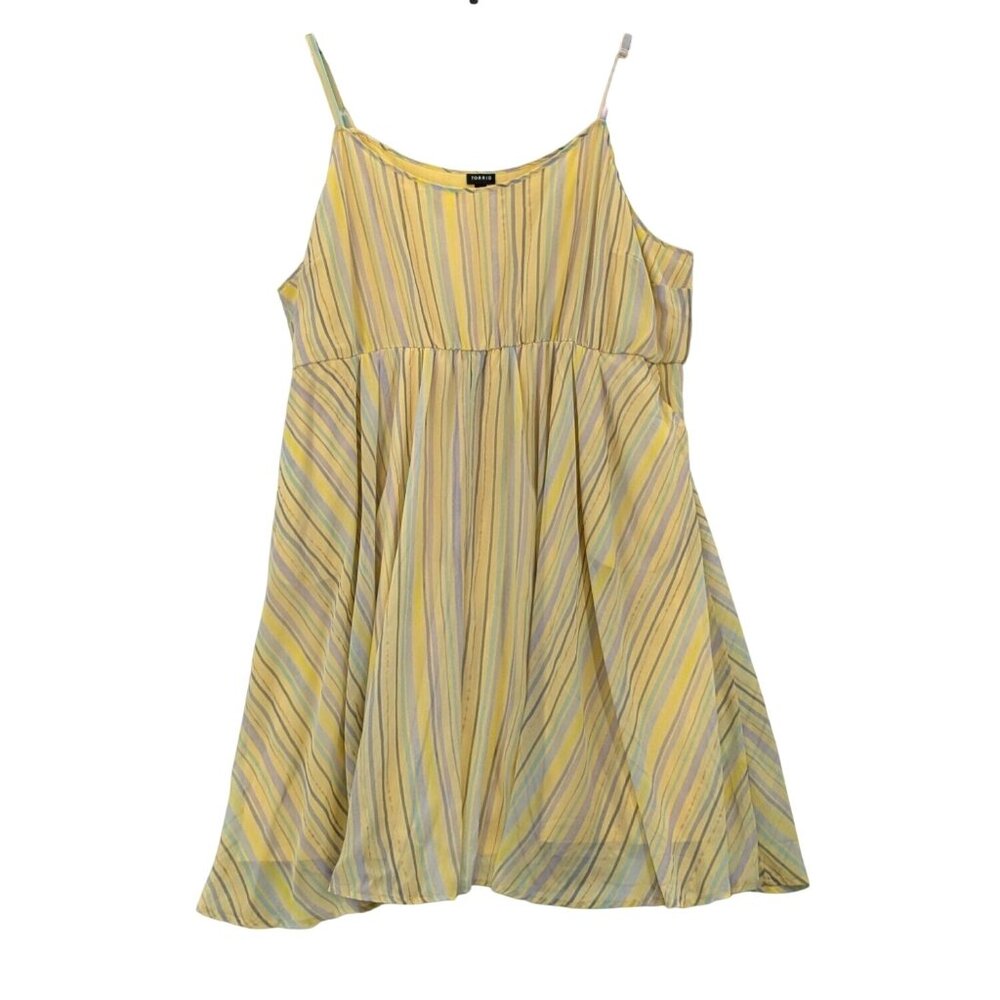 Torrid Babydoll Cami Dress Striped Swing Sundress Festival Vacation Boho Size 5X